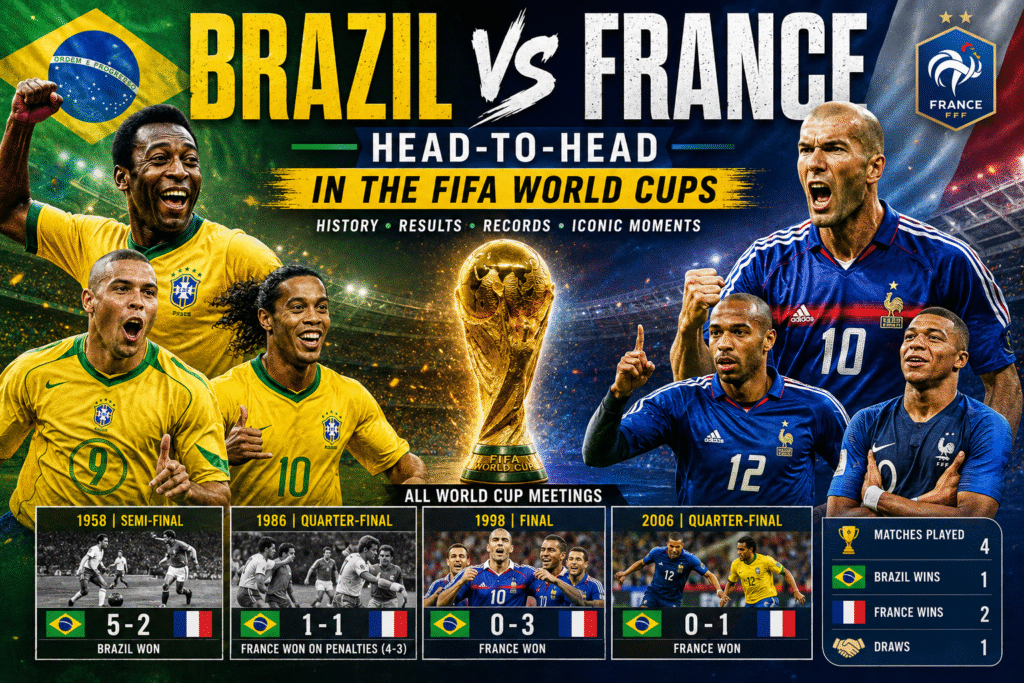 Brazil vs France Head-to-Head in the FIFA World Cup