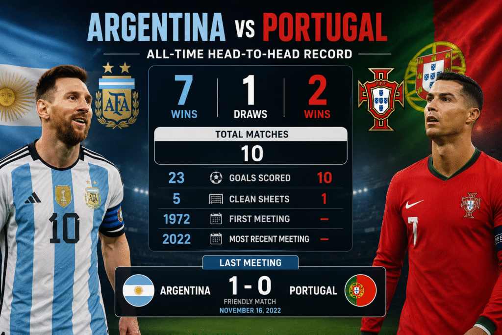 Argentina vs Portugal All-Time Head-to-Head Record